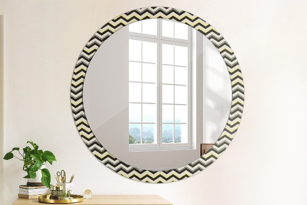 Round decorative mirror Zigzag pattern