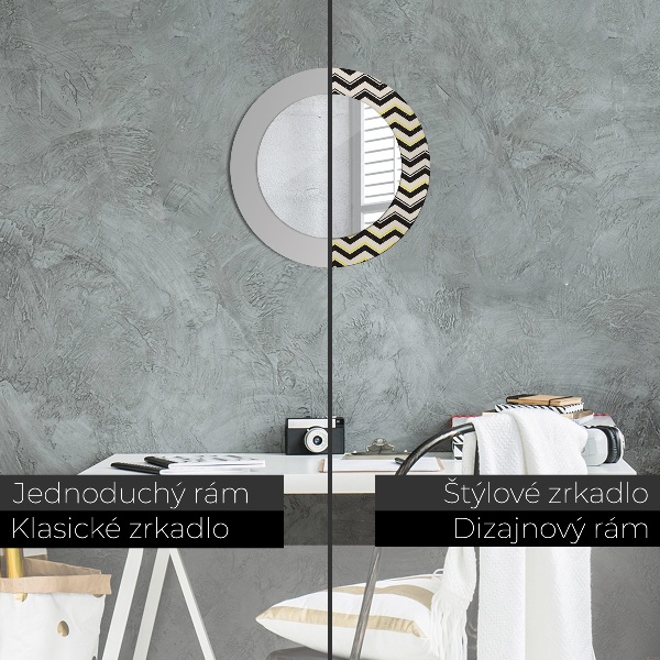 Round decorative mirror Zigzag pattern