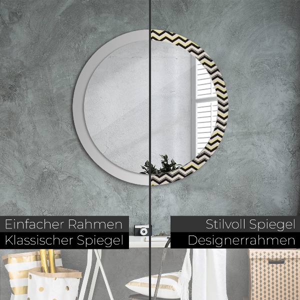 Round decorative mirror Zigzag pattern
