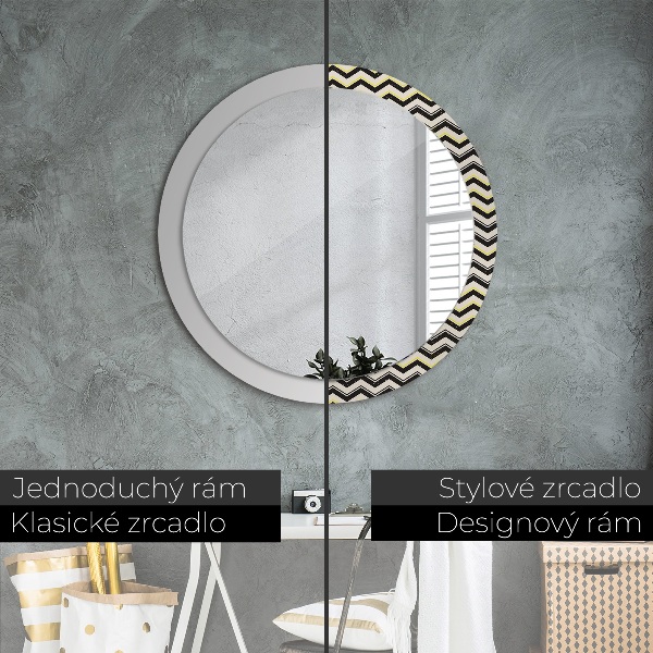Round decorative mirror Zigzag pattern