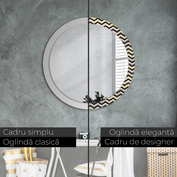 Round decorative mirror Zigzag pattern