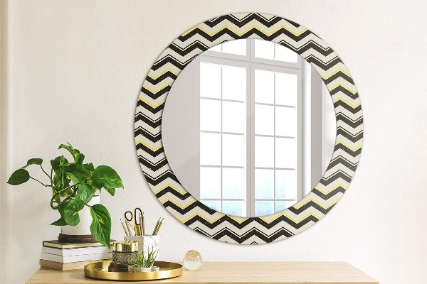 Round decorative mirror Zigzag pattern