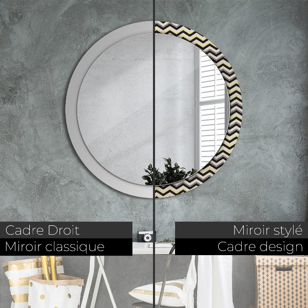 Round decorative mirror Zigzag pattern