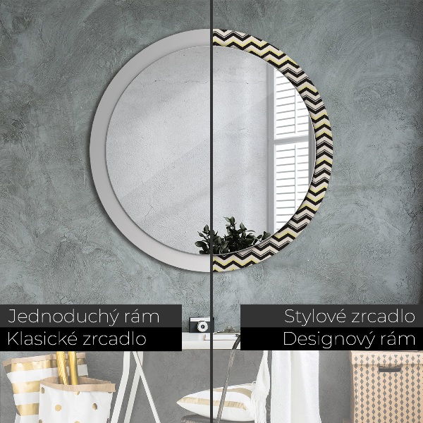 Round decorative mirror Zigzag pattern
