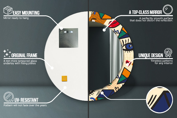 Round decorative mirror Pop art style