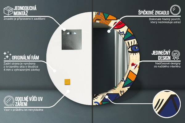 Round decorative mirror Pop art style