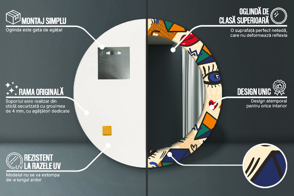 Round decorative mirror Pop art style