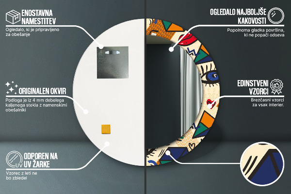 Round decorative mirror Pop art style