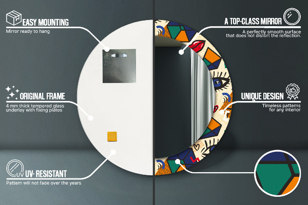 Round decorative mirror Pop art style