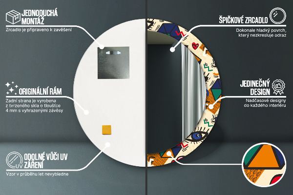 Round decorative mirror Pop art style