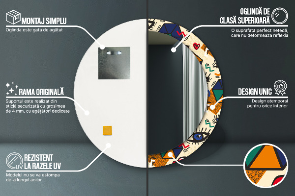 Round decorative mirror Pop art style