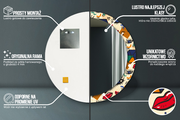 Round decorative mirror Pop art style