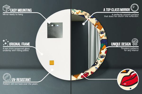 Round decorative mirror Pop art style