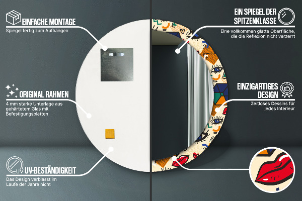 Round decorative mirror Pop art style