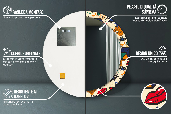 Round decorative mirror Pop art style