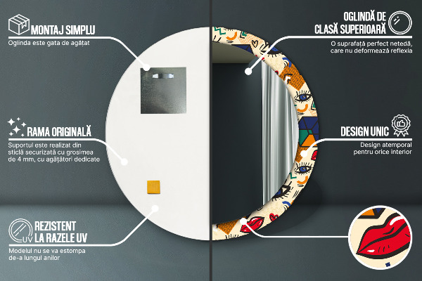Round decorative mirror Pop art style