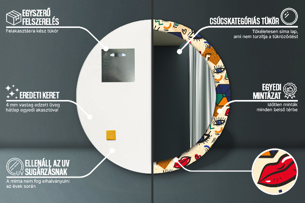 Round decorative mirror Pop art style