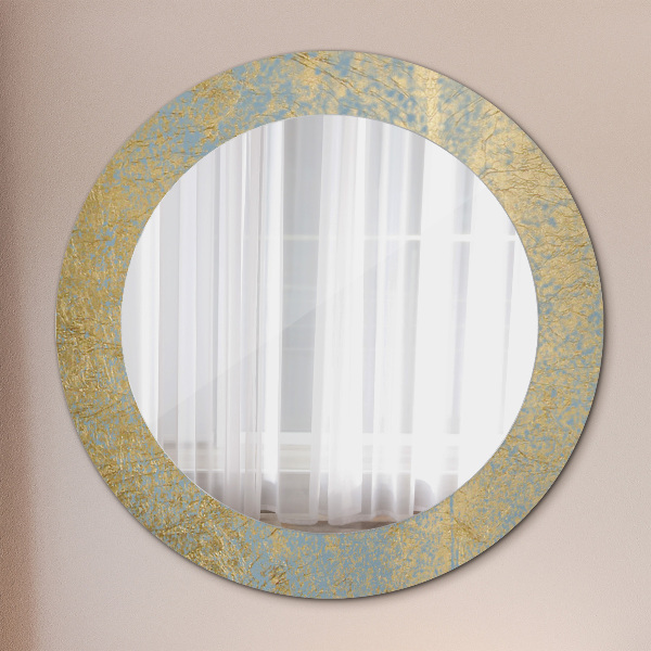 Round decorative mirror Gold foil texture