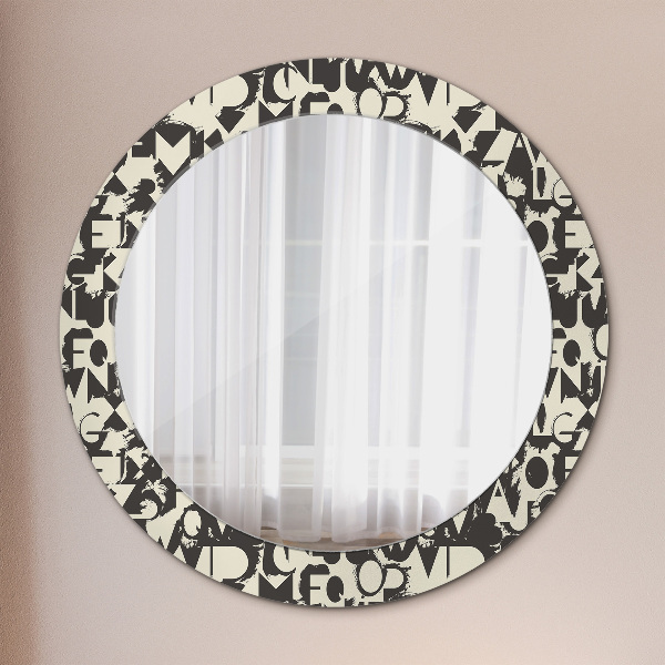 Round decorative mirror Abstract typography