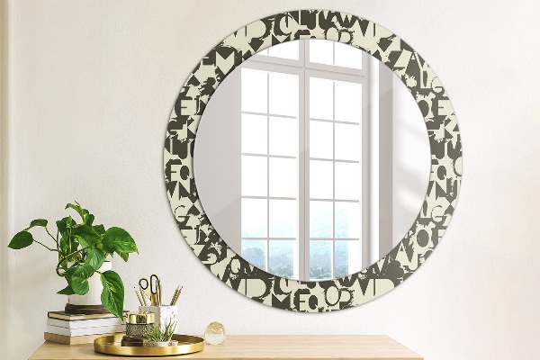 Round decorative mirror Abstract typography