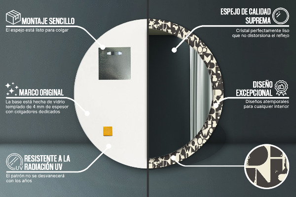 Round decorative mirror Abstract typography