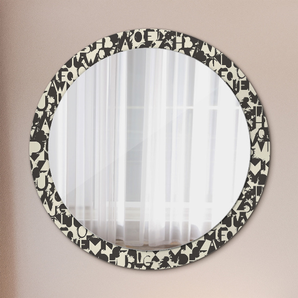 Round decorative mirror Abstract typography