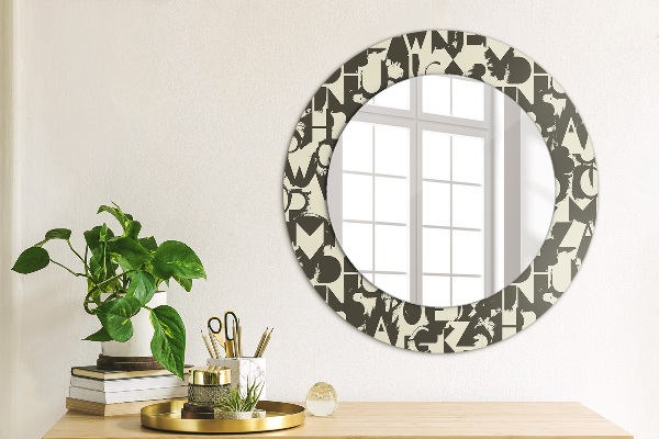 Round decorative mirror Abstract typography