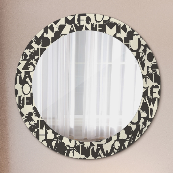 Round decorative mirror Abstract typography