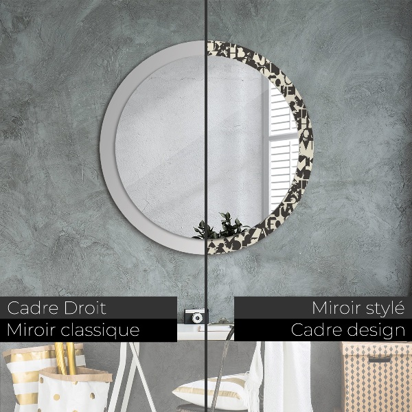 Round decorative mirror Abstract typography