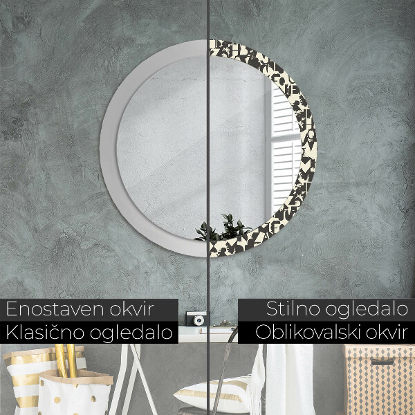 Round decorative mirror Abstract typography