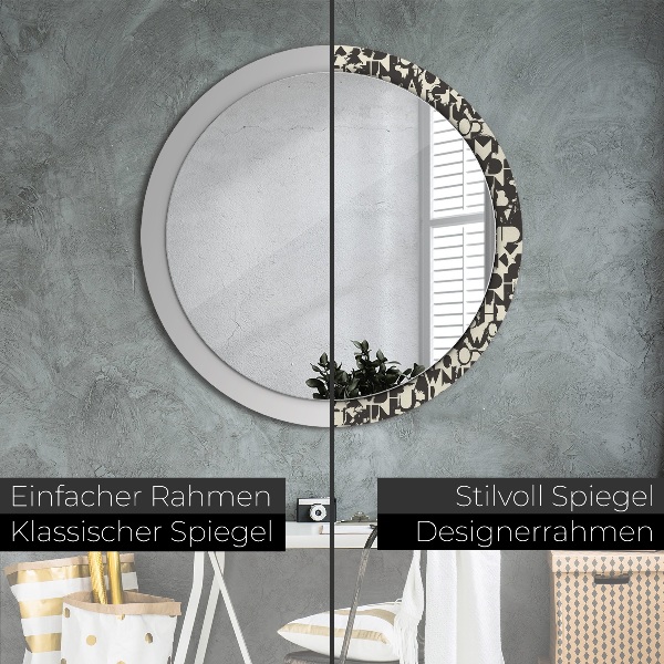Round decorative mirror Abstract typography