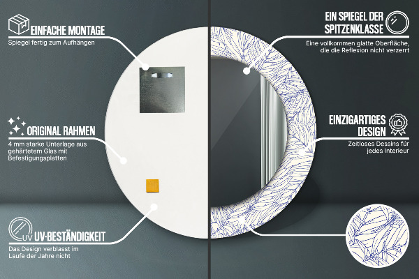 Round decorative mirror Tropical palm countur