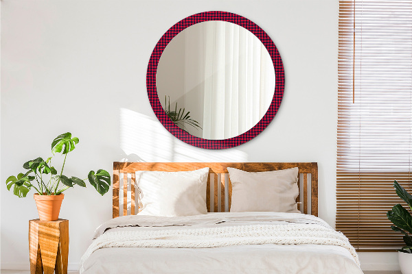 Round wall mirror decor Red grille
