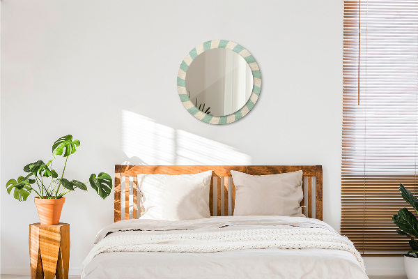 Round printed mirror Retro pastel pattern