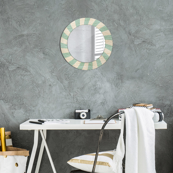 Round printed mirror Retro pastel pattern