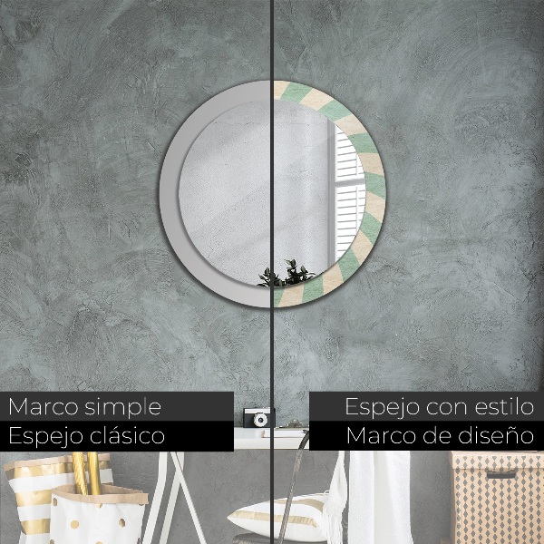 Round printed mirror Retro pastel pattern
