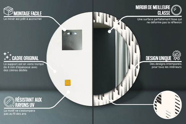 Round printed mirror Striped pattern