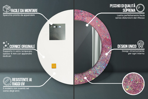 Round printed mirror Color festival