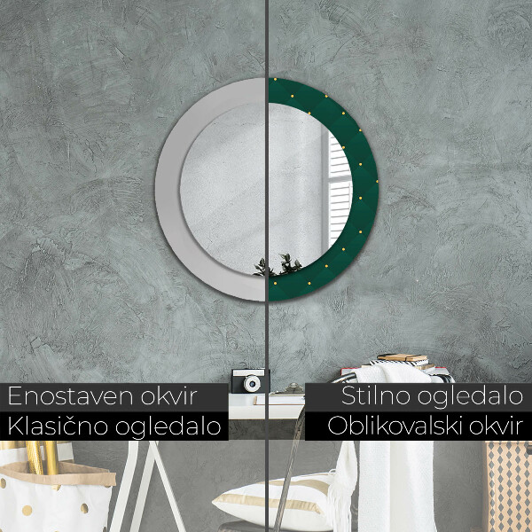 Round mirror frame with print Green luxury template