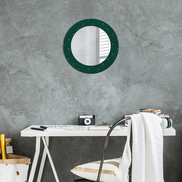 Round mirror frame with print Green luxury template