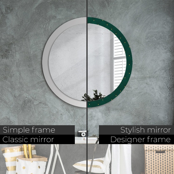 Round mirror frame with print Green luxury template