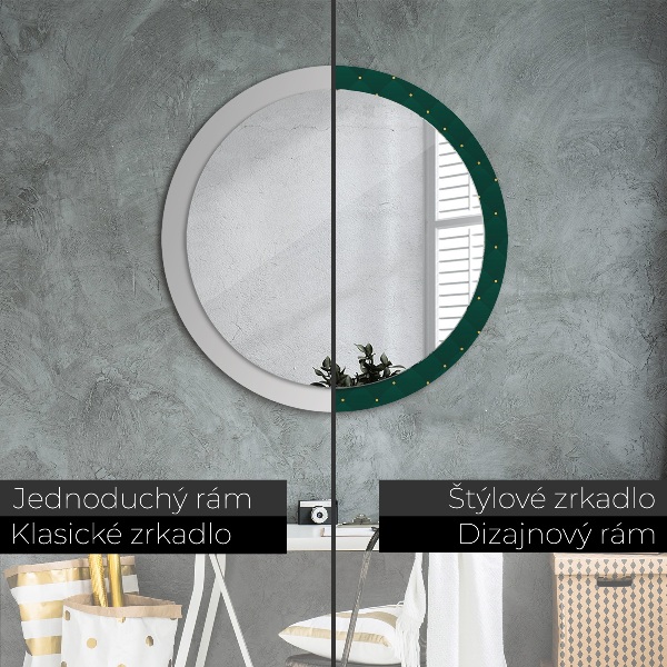 Round mirror frame with print Green luxury template