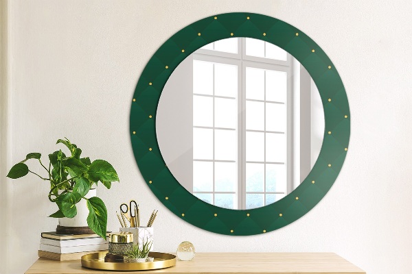 Round mirror frame with print Green luxury template