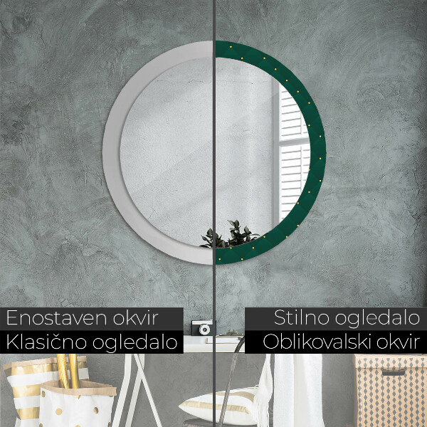 Round mirror frame with print Green luxury template