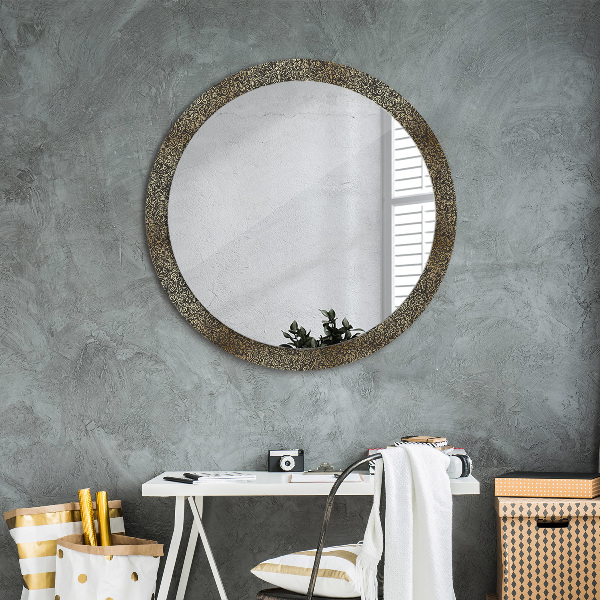 Round mirror frame with print Golden ornaments