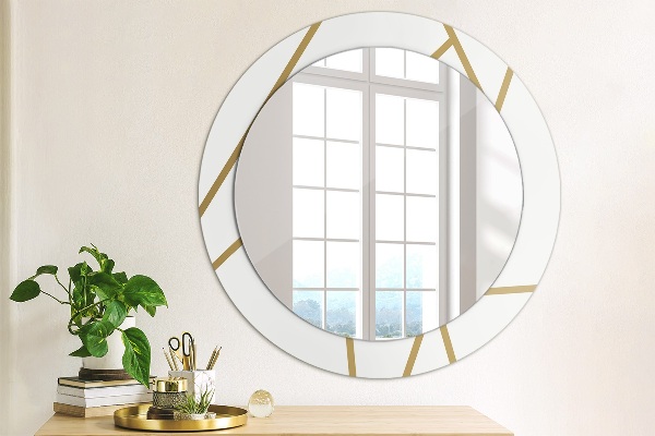 Round mirror frame with print Linear composition