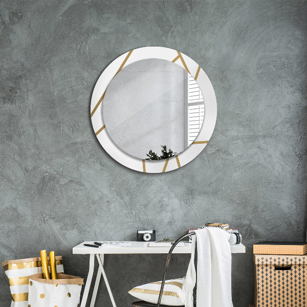 Round mirror frame with print Linear composition