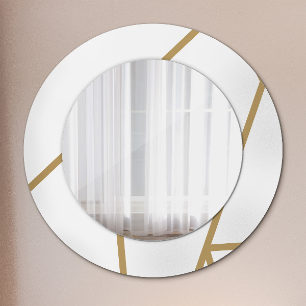 Round mirror frame with print Linear composition
