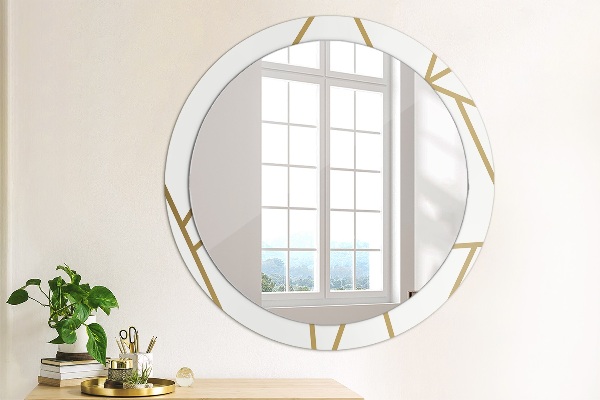 Round mirror frame with print Linear composition