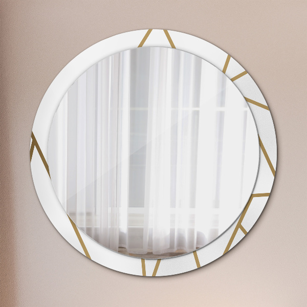 Round mirror frame with print Linear composition